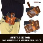 GunAlly IOF Pistol, Walther,CZ. or .32 Bore Similar Size Handguns OWB Leather Holster