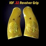 GunInkk Golden Finish Brass Grip For IOF Revolver .32 Bore Fit Nishank or Mark 1 Model