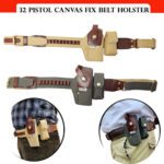 GunAlly Canvas Fix Belt Holster for 32 Bore Pistol IOF, Walther PPK Size