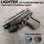Pistol Shaped Glock 17 Gun Lighter Jet Flame/Butane Gas/Windproof Refillable Adjustable Flame Lighter