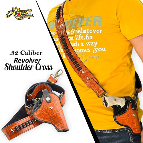 GunAlly Stylish Shoulder Cross Holster – Royal Style and Comfort Carry Fit .32 Caliber Size Revolver