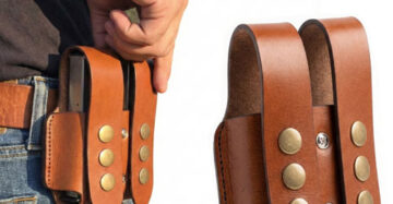 Universal Leather Double Magazine Pouch – Adjustable Carry for 1911 .45, .32, .380, & .30 Caliber Mags