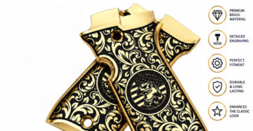 Kiehberg PPZ .32 ACP Pistol Brass Engraved Grips