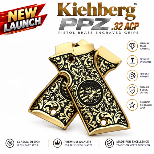 Kiehberg PPZ .32 ACP Pistol Brass Engraved Grips