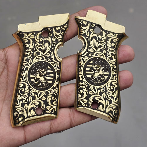 Kiehberg PPZ .32 ACP Pistol Brass Engraved Grips - Image 2