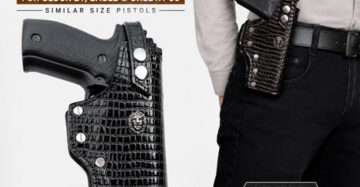Premium Leather OWB Belt Holster for Eagle- Cheetah 30, Glock-21 for Big Size Pistol Fit