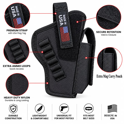 Armorsure Universal Big Size Pistol Holster Taurus, Tusker, 1911, Glock, Nanda Cheetah, MSD Eagle, SIG Sauer, Victor Size Fit - Image 3