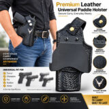 Premium Leather Paddle Holster for Taurus, Champion, Fox, Stallion, Victor, 1911, Glock & Similar-Size Pistols
