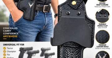 Premium Leather Paddle Holster for Taurus, Champion, Fox, Stallion, Victor, 1911, Glock & Similar-Size Pistols
